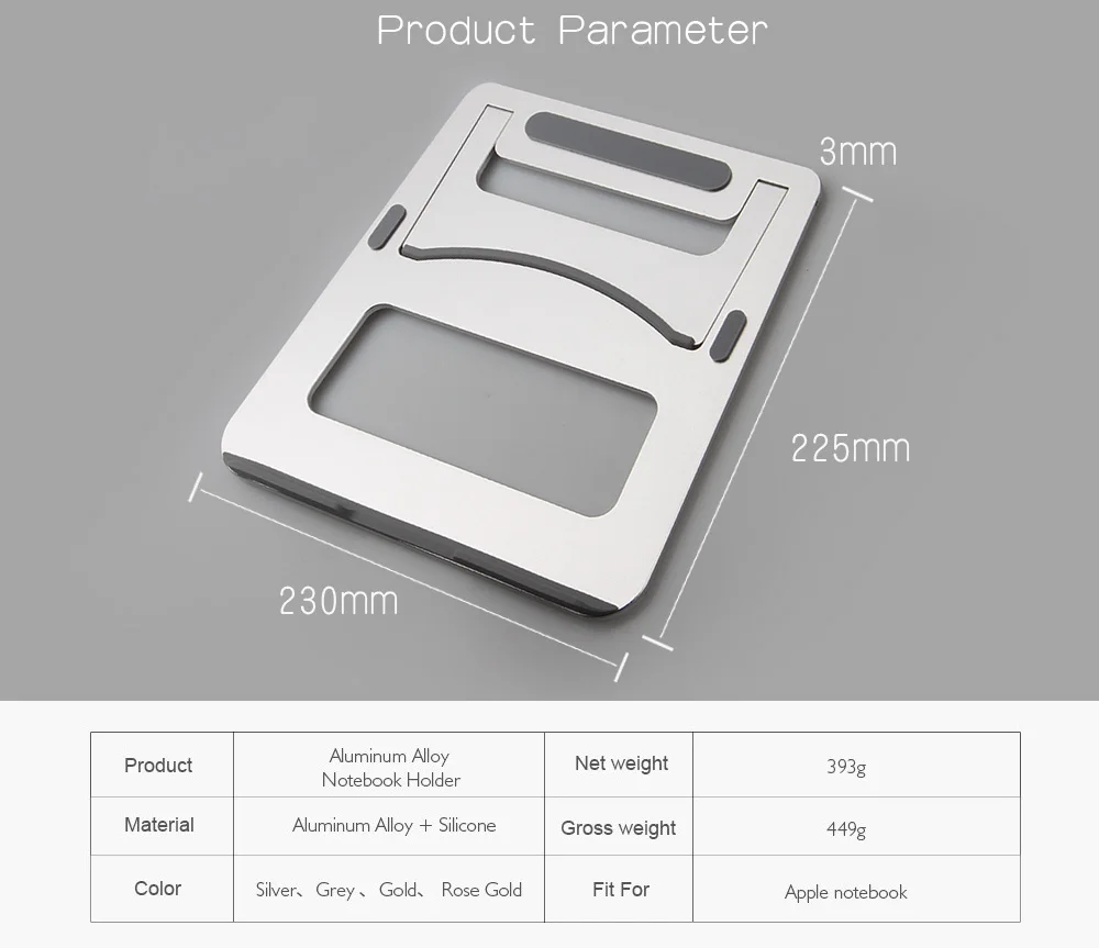 Zvrua ноутбук стенд портативный планшетный держатель алюминия ноутбук стоит на MacBook Air Mac Book Pro 120 градусов Tablet крепление Soporte