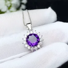 Натуральная настоящая подвеска с аметистом, серебро 925 пробы,, хорошее ювелирное изделие карат, драгоценный камень, хорошее ювелирное изделие# B18110202