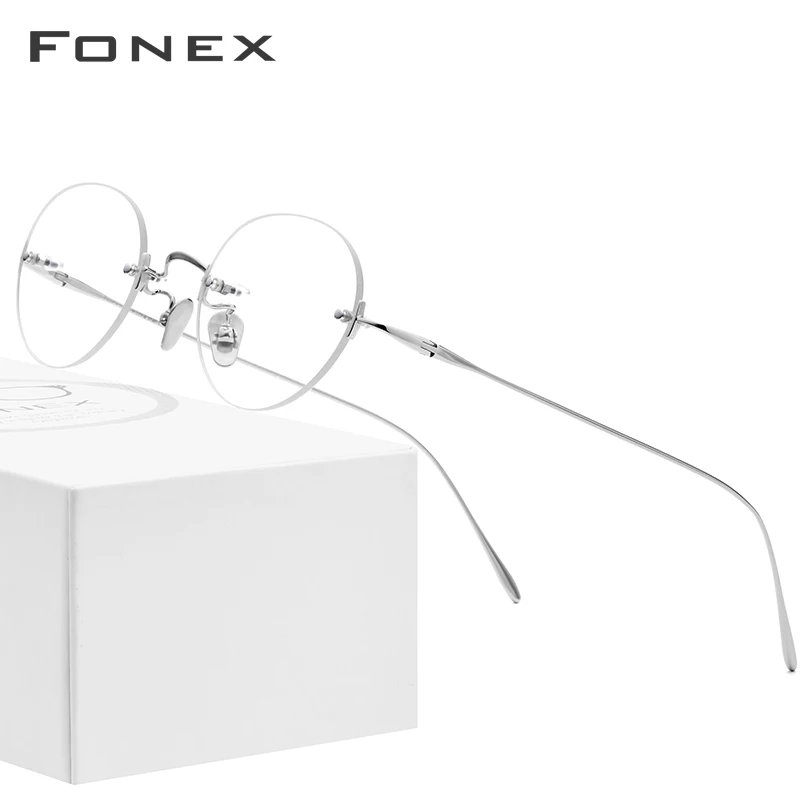 FONEX B титановые очки без оправы, женские винтажные Ретро очки, оправа для очков, мужские высококачественные оптические очки по рецепту близорукости 869