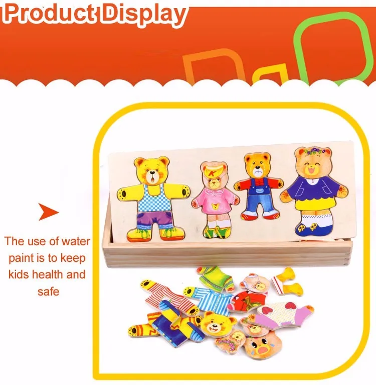 72 шт. детские деревянные Носки с рисунком медведя из мультфильма и Банни одевания головоломки Обучающие игрушки Монтессори для детей подарок