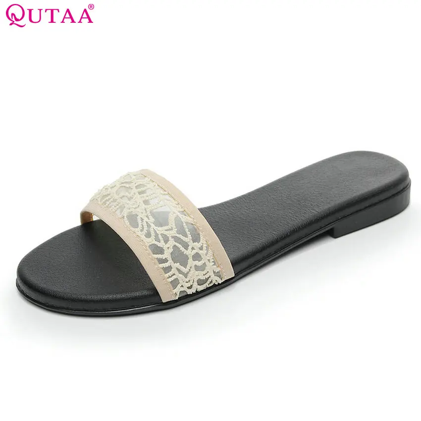 

QUTAA 2018 Women Sandals Slip on All Match Fashion Women Shoes Casual Simple Summer Shoes Pu Leather Women Sandals Size 34-40