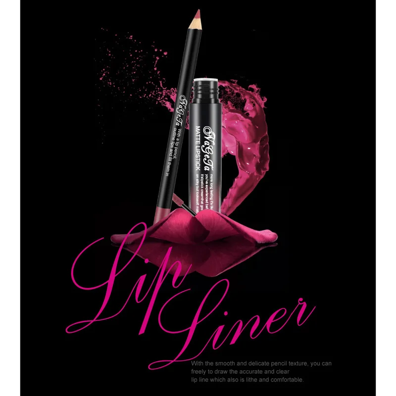 

New product lip gloss lip line pen set matte non-stick cup liquid lip pen long-lasting waterproof mouth red mute lips makeup