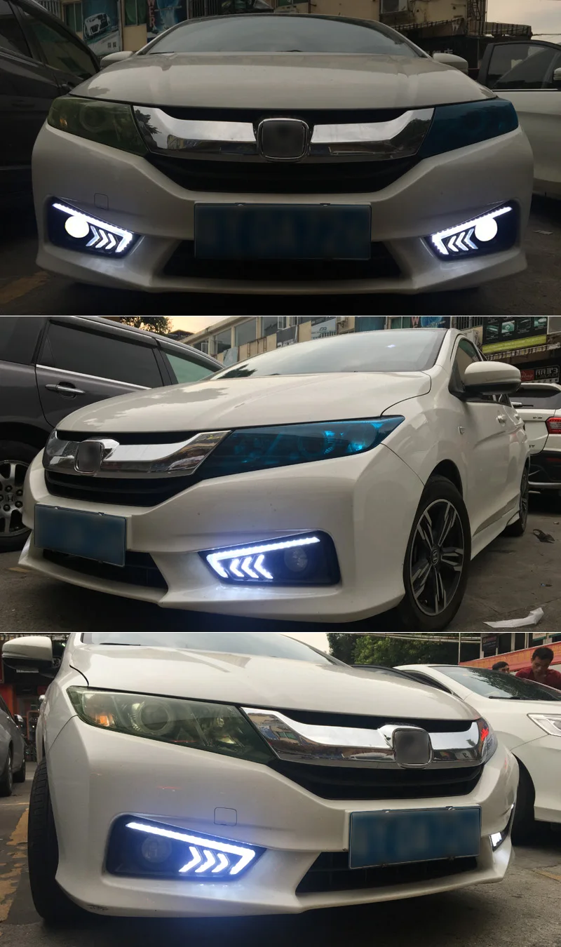 Для Honda City без ошибок дневной ходовой светильник светодиодный DRL противотуманная фара дальнего света Автомобильный Стайлинг