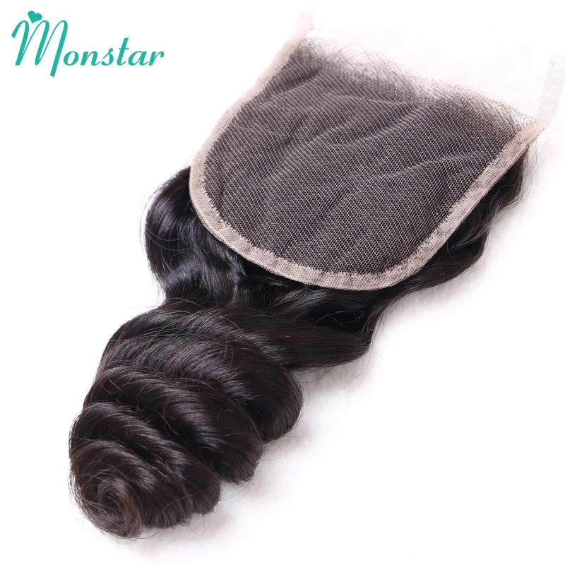 

Monstar Brazilian Loose Wave Closure 4x4 Human Remy Hair Lace Closure 8- 20Inch 130% Density Natural Color Free Part Closure