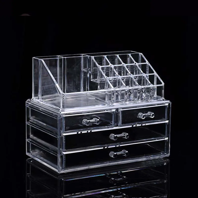 Acrylic Transparent Makeup Organizer Storage Boxes Jewelry Drawers Box Make Up Casket For Cosmetics Brush Cosmetic Container