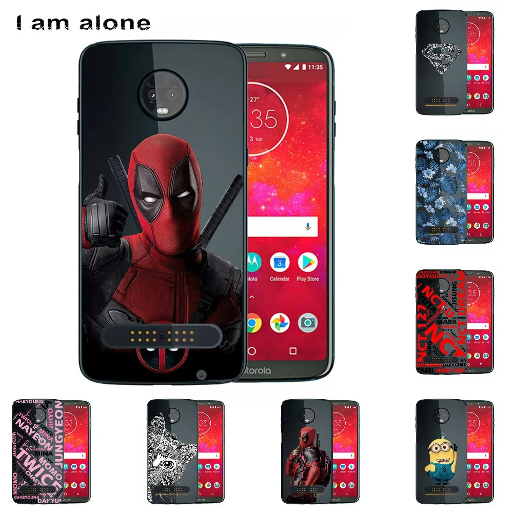 

I am alone Phone Cases For Motorola Moto Z3 Play 2018 6.01 inch Solf TPU Colorful Fashion Shell For Moto Z3 Play 2018