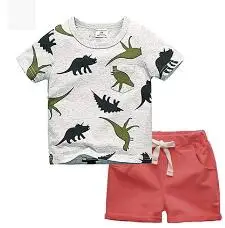 Г. Комплект одежды для маленьких мальчиков, летняя футболка с короткими рукавами и круглым вырезом с изображением динозавра топы и шорты, комплект одежды из 2 предметов - Color: a