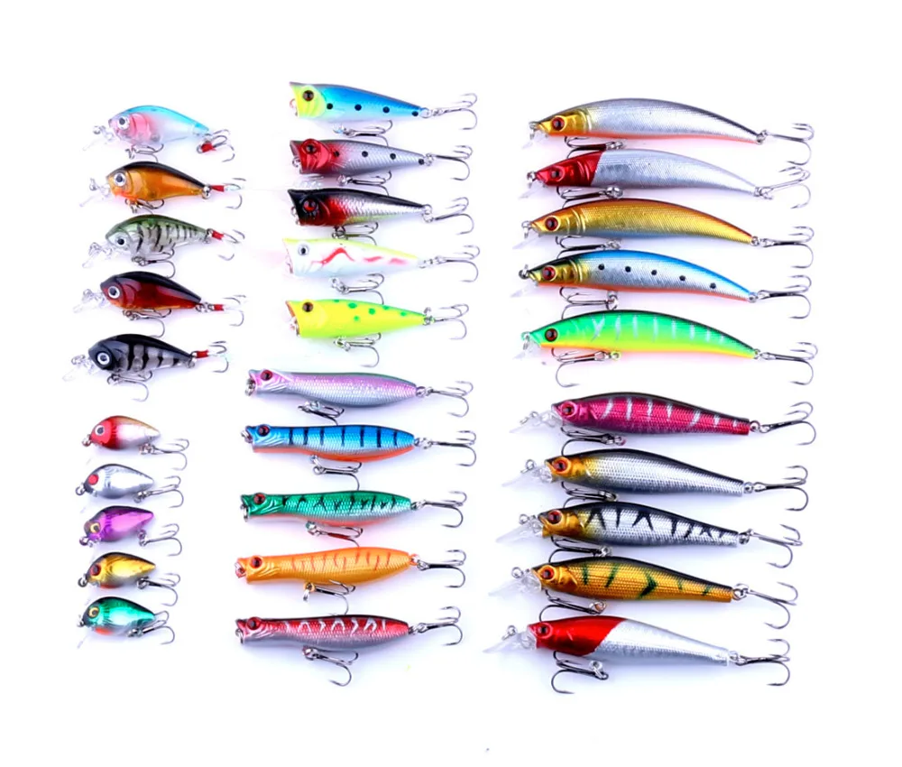 

30pcs fishing lures set artificial wobbler minnow crankbaits top water popper lures kit pesca fishing tackles