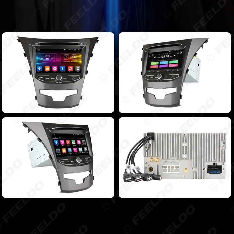 Perfect FEELDO 7" inch Android 6.0 (64bit) DDR3 2G/16G/4G LTE Quad Core Car DVD GPS Radio Head Unit For SsangYong New Actyon/Korano 4