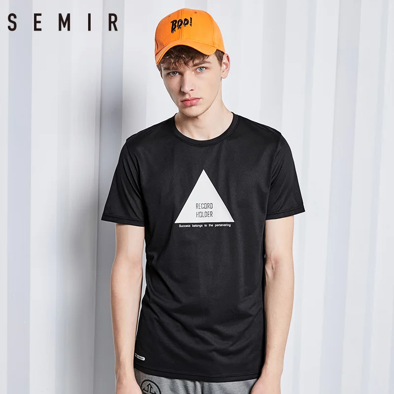 

SEMIR T-shirt man men clothe 2018 summer TOP new round collar short sleeve Letter Print t-shirt Hip pop tee shirt homme