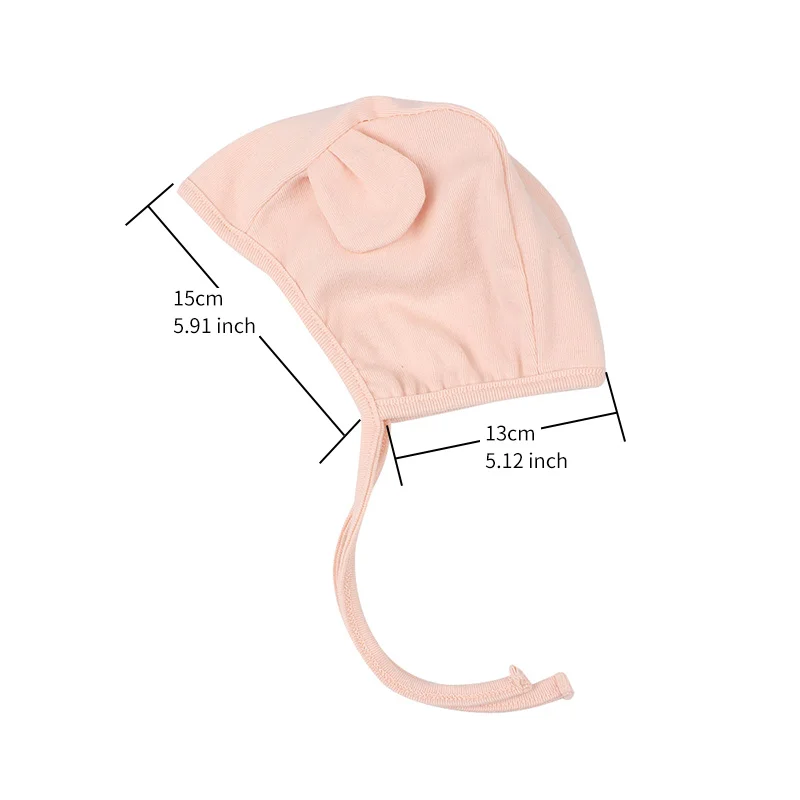 Cotton Cute Baby Girls Hat Lace Up Newborn Baby Beanie Pink White Soft Princess Girls Hat With Ears Spring Baby Girls Clothing (13)