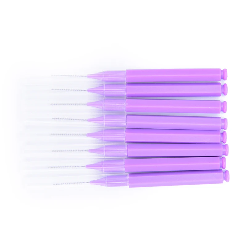 8 шт./упак. фиолетовый зубочистка зубная нить межзубная щетка с Ортодонтическая щеточка для чистки зубов щетки для взрослых
