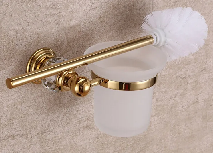 Латунь& Кристалл Золото Титан держатель туалетной щетки, золотые аксессуары для ванной комнаты CY008