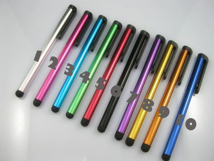 1000 шт/партия универсальная емкостная стилус для Iphone 7 6 5 5S сенсорная ручка для сотового телефона для планшета разных цветов