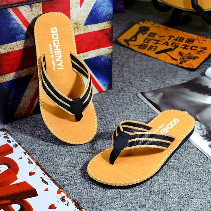 Men Summer Stripe Flip Flops Shoes Sandals Male Slipper Flip-flops Beach Shoes Mans footwear terlik kapcie 40FE0519