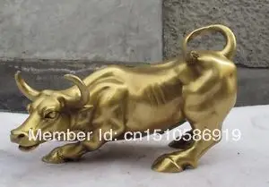 

Small Wall Street Brass Fierce Bull XOX Statue