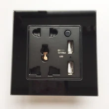 Черное зеркало Стекло Панель двойной электрический USB Порты и разъёмы 5 В 2100ma стены Зарядное устройство адаптер ЕС розетка Мощность Outlet