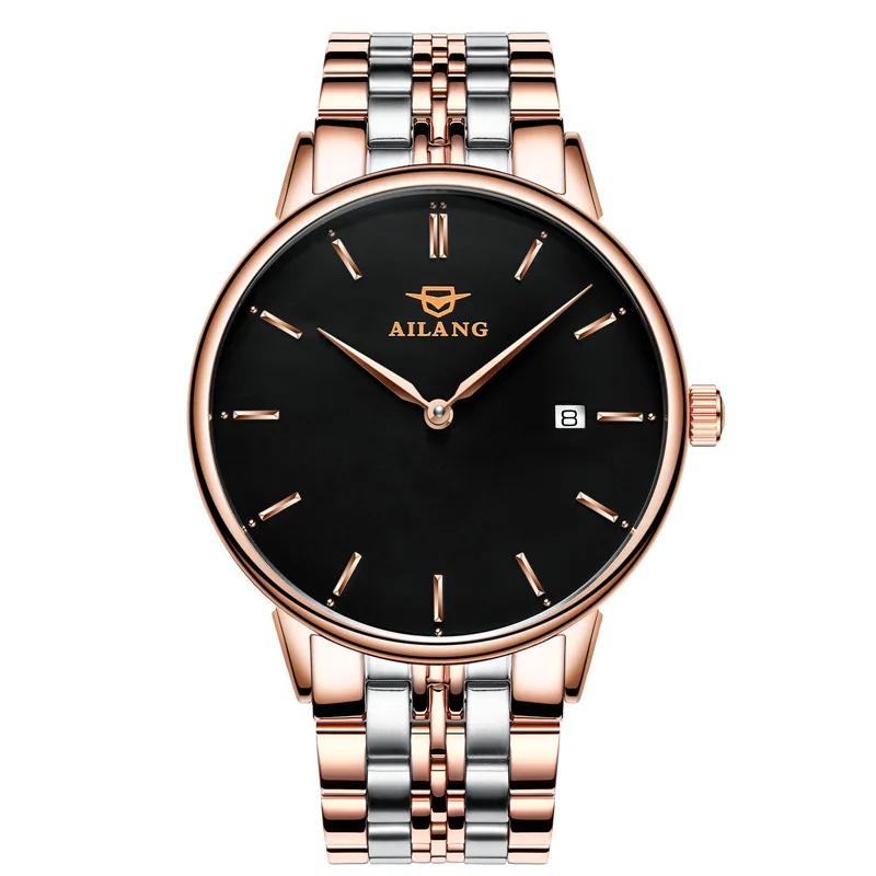 

Top luxury Men watch Casual Business simple Waterproof Gold Stainless steel Wrist watch Men Calendar Automatic Mechanical Watch