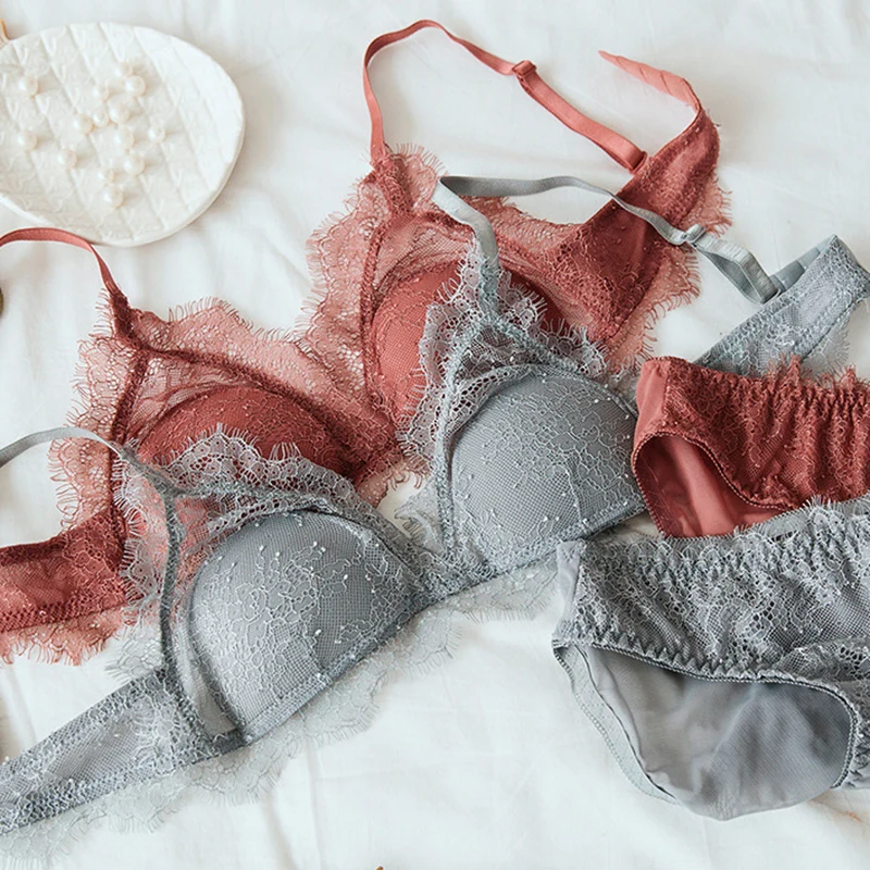 Треугольники Беспроводной Bralette комплект тонкий хлопок нижнее белье дышащее с
