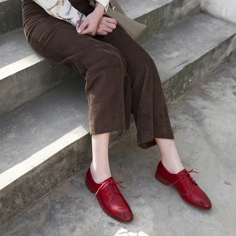 XiuNingYan/Женская обувь; Роскошные Брендовые женские туфли из натуральной кожи на плоской подошве; модная женская повседневная обувь ручной работы на шнуровке; Брендовая обувь