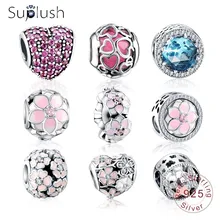 Suplush Аутентичные 925 пробы серебряные разноцветные шармы Бусины Подходят бренд браслет серебряные самодельные Украшения, Аксессуары для женщин