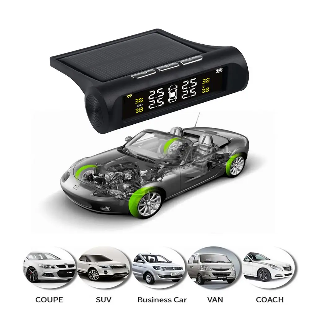 

USB Solar Power charging Car TPMS Tyre Pressure Monitoring System charging Real-time Monitoring Tire Security Alarm Systems