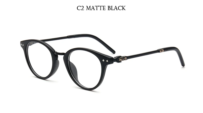 TESIA, винтажные круглые очки, оправа для женщин и мужчин, унисекс, с заклепками, прозрачные очки, крестообразные оптические оправы, Lunette de vue femme - Цвет оправы: C2 Matte Black