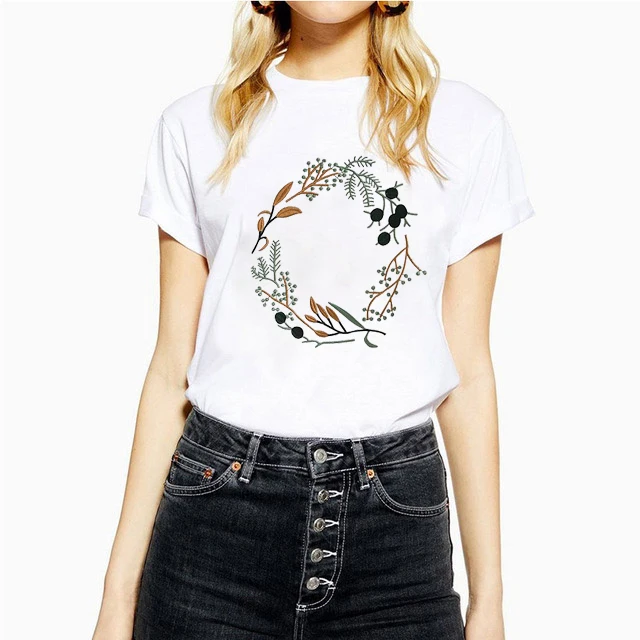 

FIXSYS New Arrival Women T Shirt Summer Short Sleeve Tops Cute Tee Print T Shirt White Tee Graphic T-shirts Female Fashion Tees