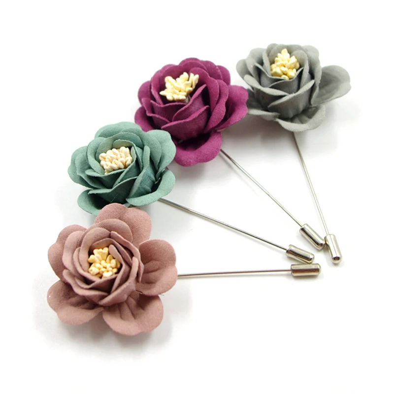 

1Pcs Men Lapel Flower Pin Brooches for Suits Multi Color Men Wedding Flower Corsage Lapel Pin Brooches Handmade Jewelry