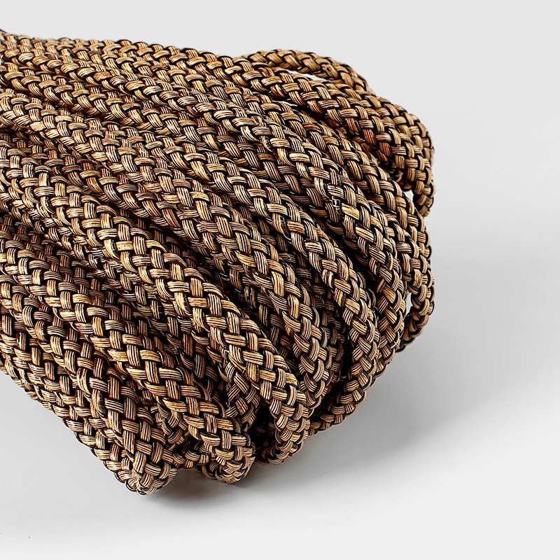 

1 Meter Light Brown 9*5mm Genuine / Real Weave Braided Leather Cord DIY Craft Jewelry