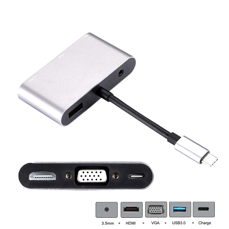 Usb C 3 1 Type к Hdmi & Vga Usb3.0 Otg Женский аудио адаптер для ноутбука|Адаптеры AC/DC| |