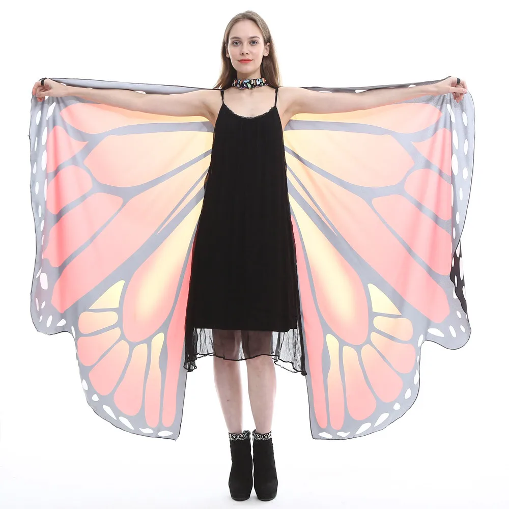 Дизайн, 14 цветов на выбор, цветная шаль из пашмины с большими крыльями бабочки, пончо для женщин и девочек, аксессуар для костюма I28T