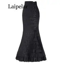 Laipelar Новая женская сексуальная Готическая винтажная длинная юбка-Русалка с цветочным принтом и рюшами на шнуровке макси юбка тонкая элегантная длинная юбка