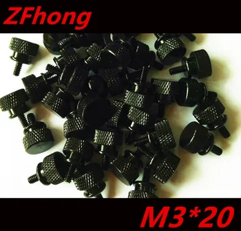 

20pcs M3*20 M3 x 20mm black knurled aluminum step hand Tighten screw computer case screw