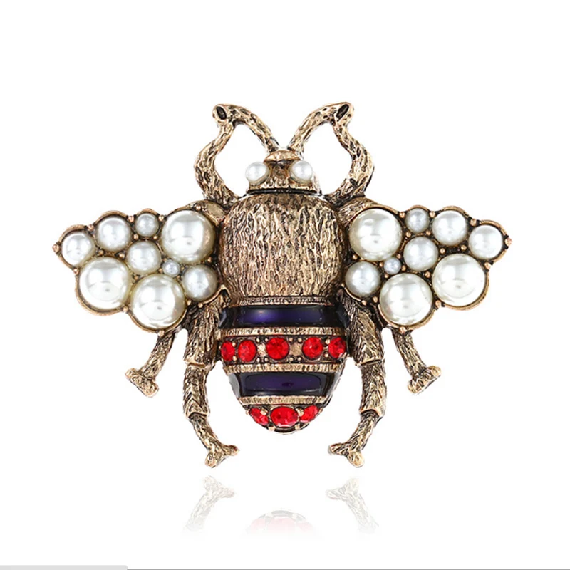 

Pearl Brooch Pin Cute Bee Brooches for Women Men Fly Insect Scarf Dress Lapel Pin Suit Weddings Decorations Vintage Jewelry Gift