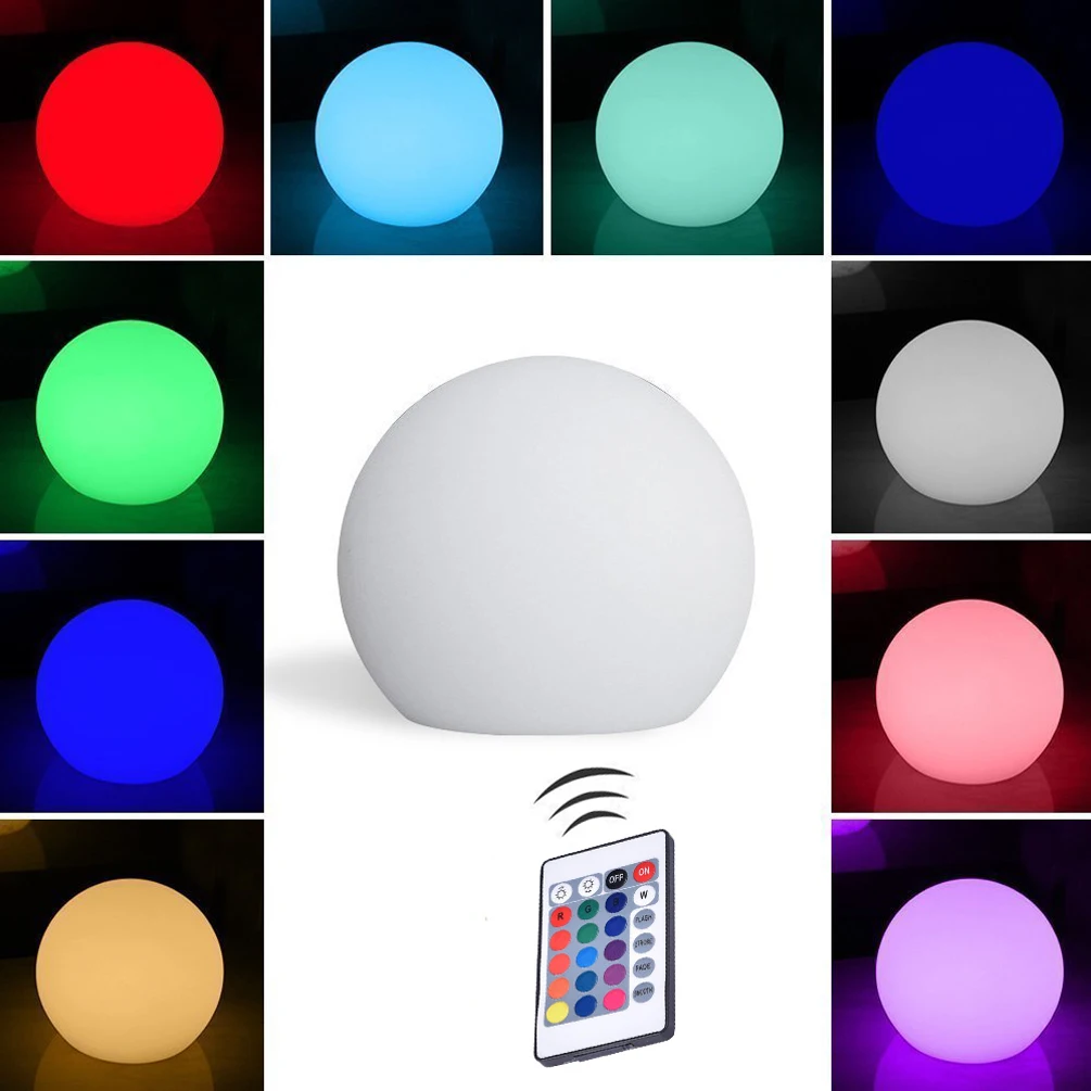 

LEDGLE LED Ball Light Decorative Night Light Cordless RGB Lights with Remote Control, IP44 Waterproof 16 Color Modes table light