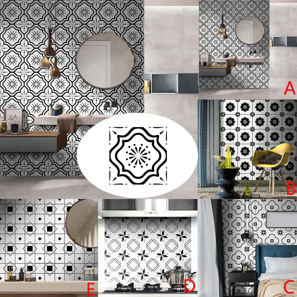 

Floor Stickers Black White Style Tile sticker Geometric Self Adhesive Decoration Tile Sticker Home Decoration Tile Sticker 45#