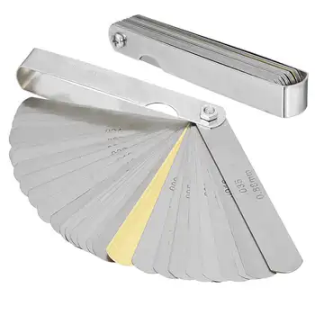 

Steel 32 Blade Laser Feeler Gauge Tune Up Thickness Set IMP/METRIC + BRASS Imperial Metric Brass Measuring Tool