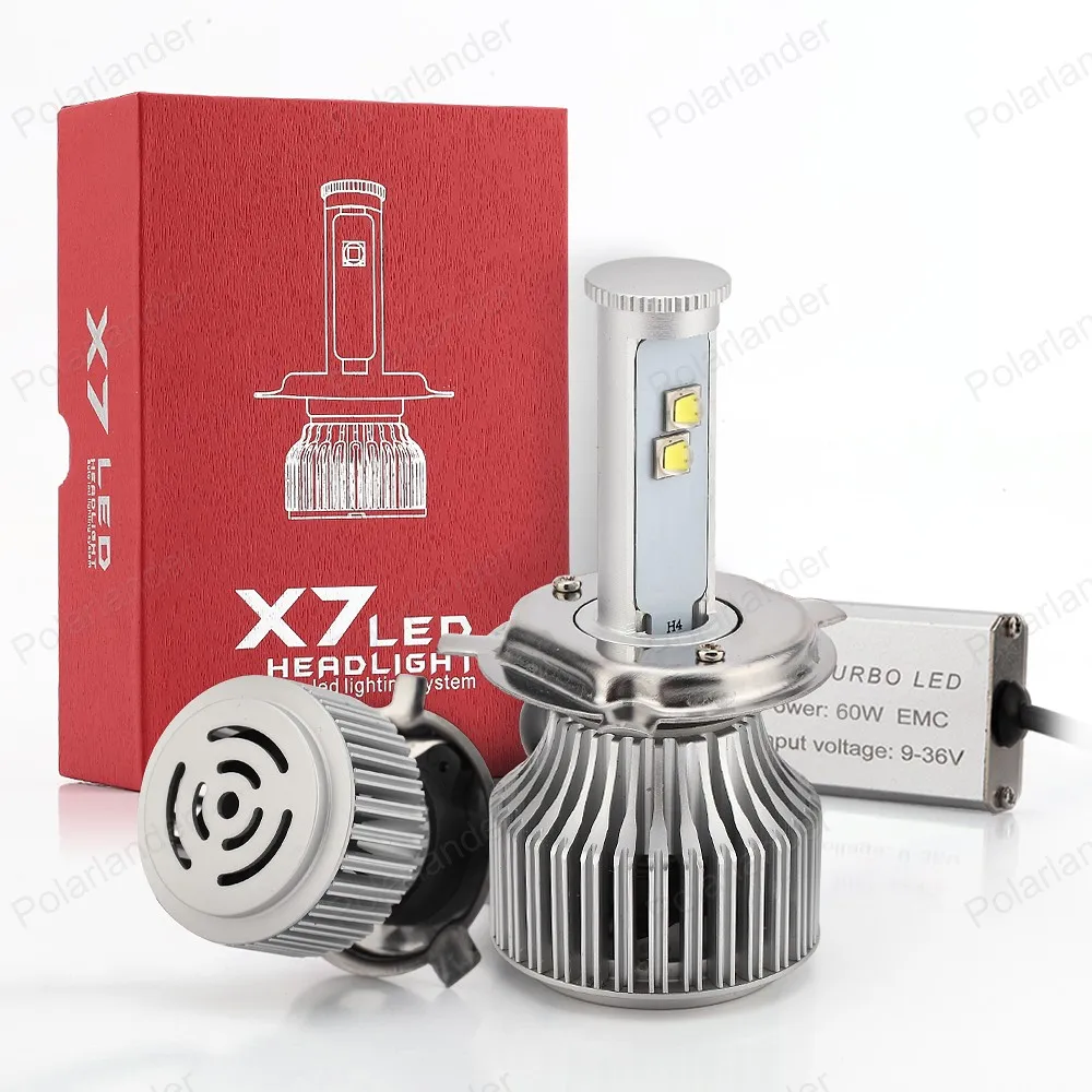 high/low beam LED Headlight Bulbs MODESLAB Ultra Bright All-in-One LED Headlight Bulb Flip Chips 60W 6000lm 6000K Cool White H4 H4 