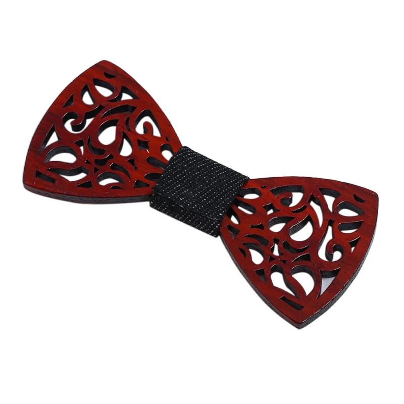 

Women Trendy Tie Clips Casual Wood Beard Shape Hollow-out Style Clips For Party Bow Tie