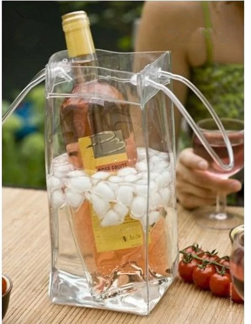 Прочная прозрачная ПВХ-пленка шампанское вино мешок льда сумка кулер сумка с ручкой DHL W7277