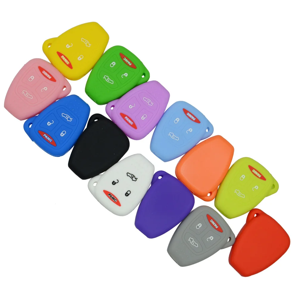 

Colorful 4 Button Soft Rubber Car Key Case Cover For Jeep Wrangler For CHRYSLER 300 PT Cruiser Sebring For Dodge Caliber Nitro