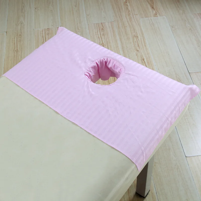 4PCS Stripe Beauty Salon 55*75cm Bed Sheet 100 Cotton Linens SPA