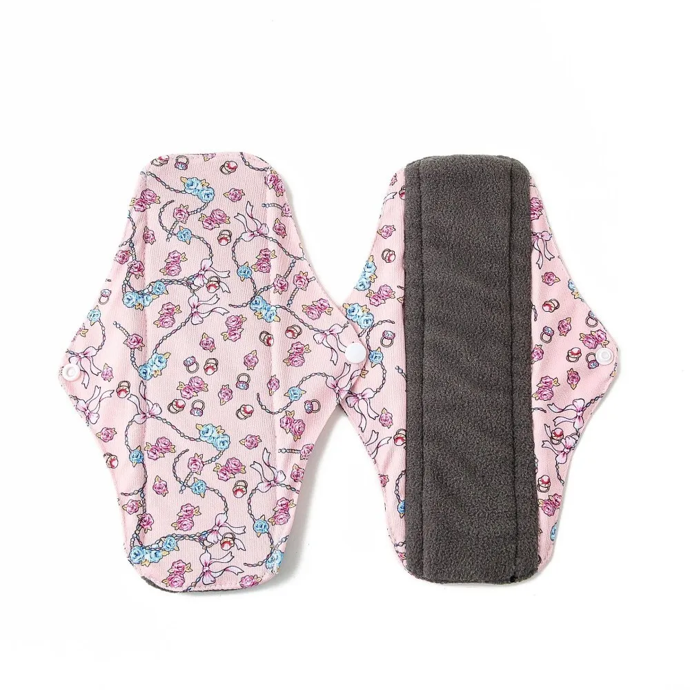 

2019 bamboo charcoal fleece inner cloth menstrual pads for regular flow, women reusable napkin pads 05