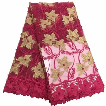 

Latest fashion party lady African tulle mesh material French embroidery net lace fabric KN85(5yards/lot)