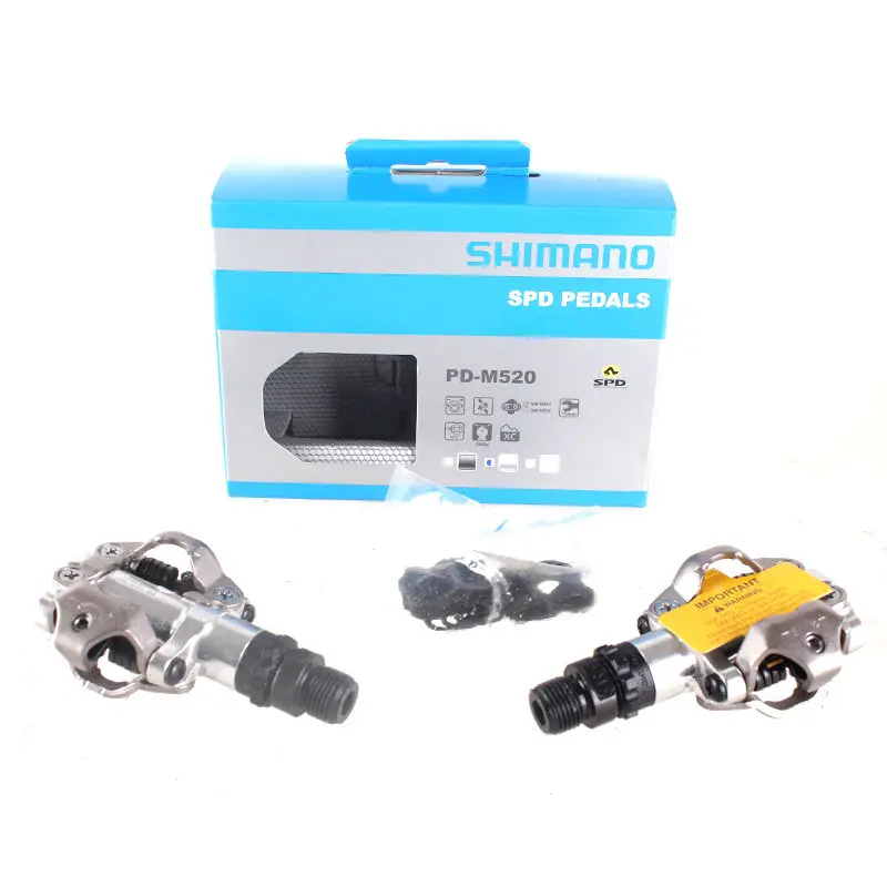 SHIMANO PD M520 Pedals SILVER WHITE BLACK with Cleats and Original Box ...