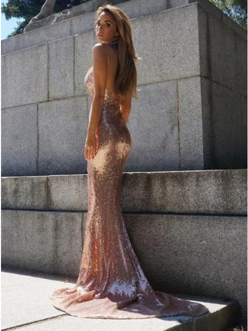 Robe De Soiree Mermaid Evening Dress Long 2019 Spaghetti Straps V-Neck Sequins Elegant Formal Dress Side Slit Vestido De Festa Robe De Soiree Mermaid Evening Dress Long 2019 Spaghetti Straps V-Neck Sequins Elegant Formal Dress Side Slit Vestido De Festa