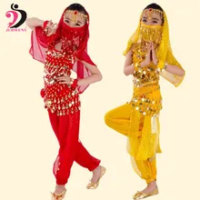 Детский набор костюма для танца живота танец живота Детский костюм танец живота девушки Болливуд индийский Египет представление топ брюки вуаль