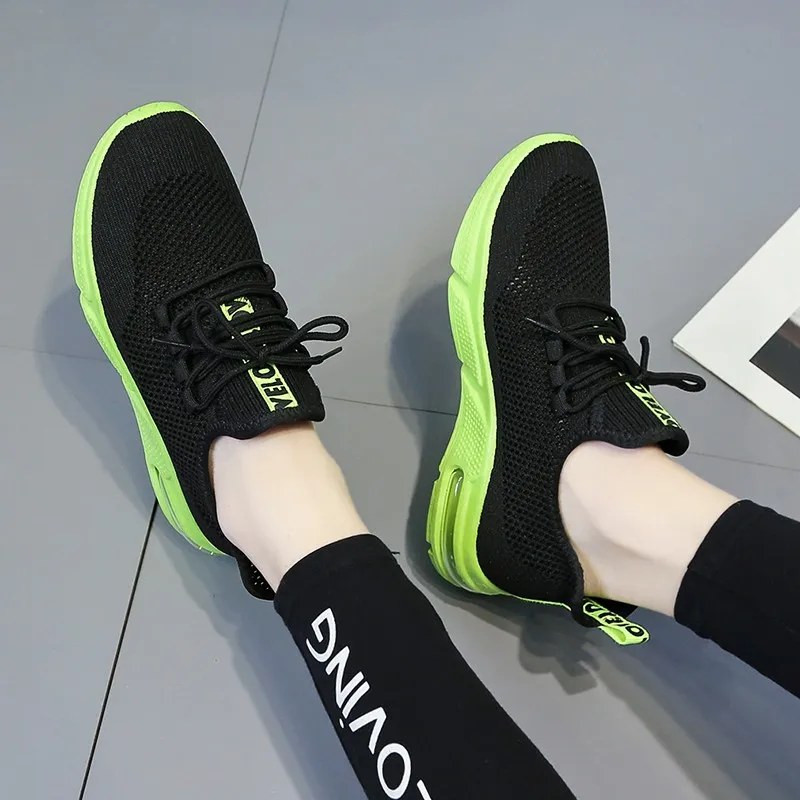

MUQGEW Fluorescent green flats sneaker for men fashion Mesh Lace-Up Casual Breathable sneaker Shoes mixed colors letter shoes
