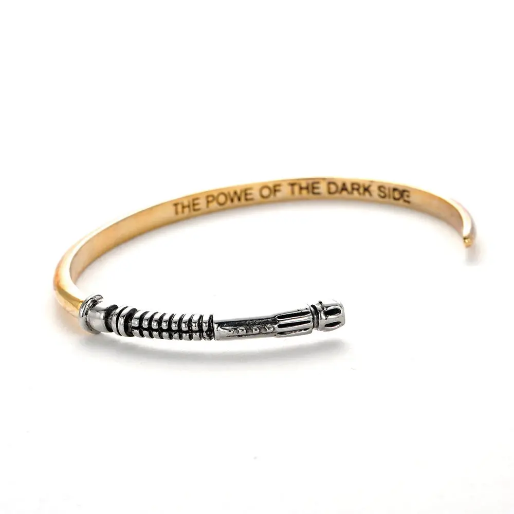 Модный браслет для мужчин The Powe Of The Dark Side минималистичный открытый золотой цвет браслет из нержавеющей стали мужской браслет ювелирные изделия